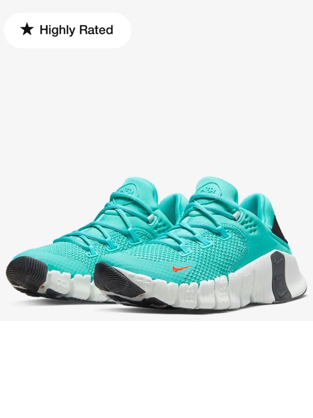 Nike free Metcon 4  Teal Athletic Sneakers with Orange and Black Accents